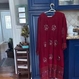 Elegant Red Embroidered Dress